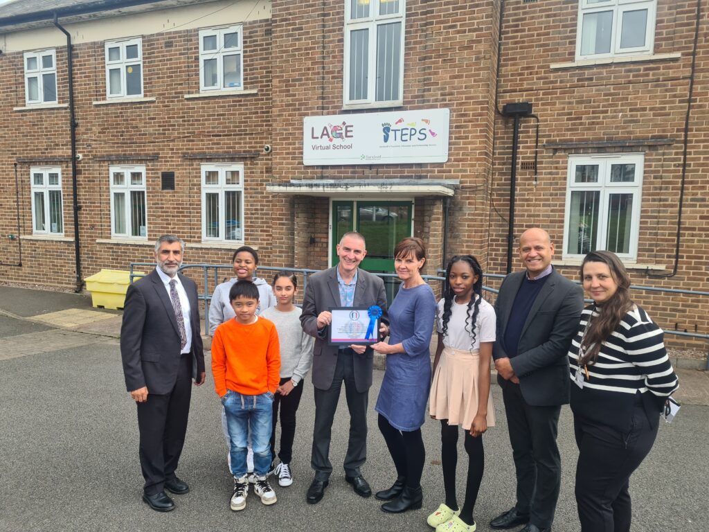 Staff, children and Cllr Simon Hackett at the STEPS centre in Smethwick